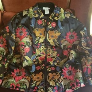 Neiman Marcus 100% Silk Embroidered Jacket Medium